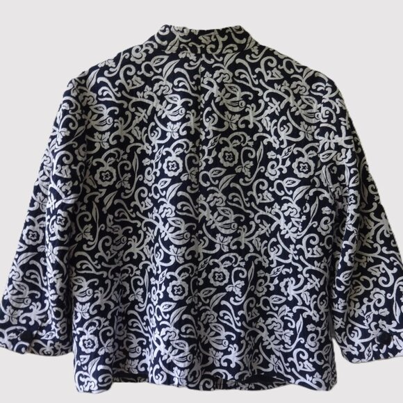 Liz Claiborne women's jacket size XL, black with white print, 3/4 sleeves, lined - Picture 2 of 16